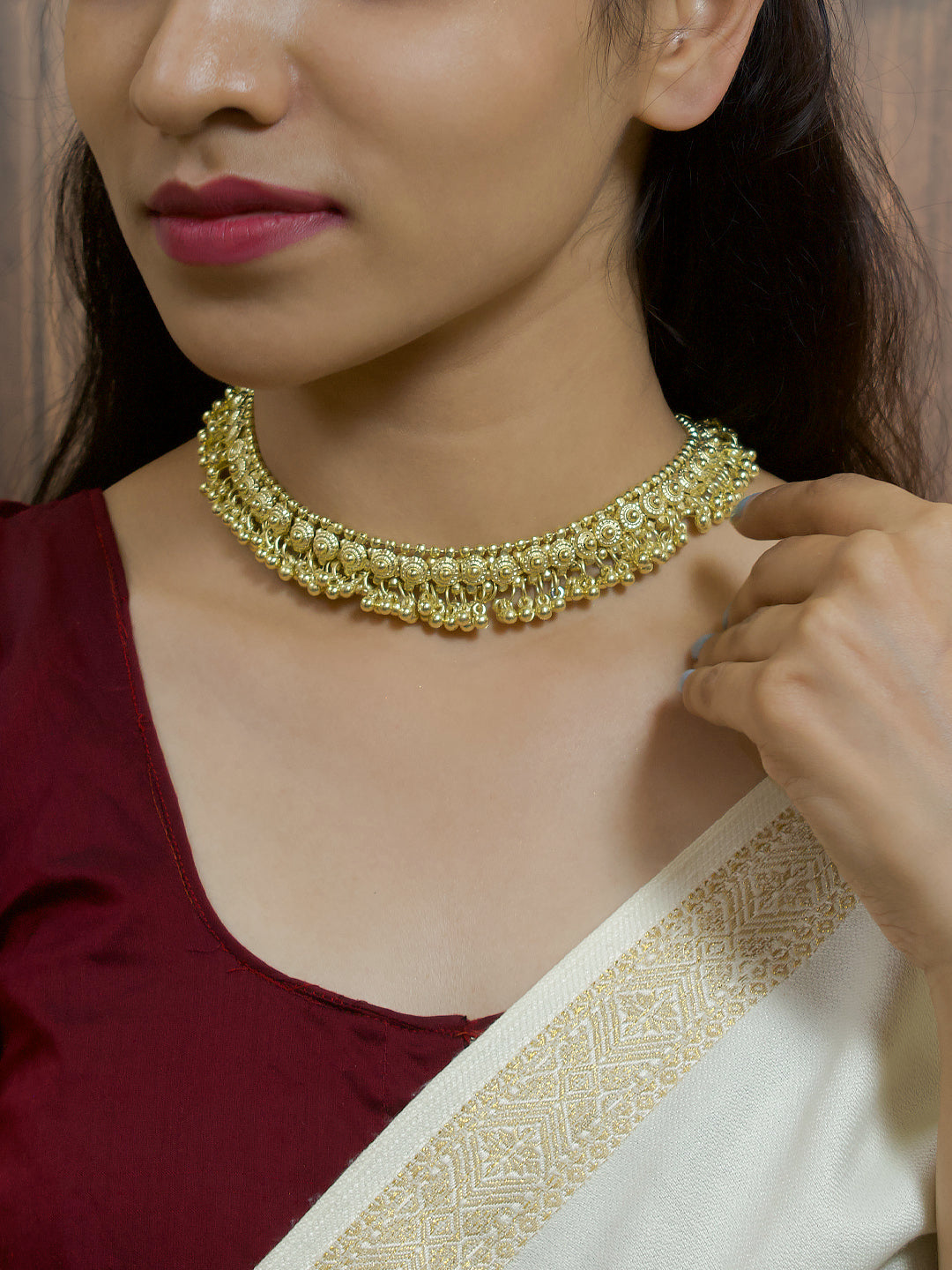 Flower Design Brass Necklace