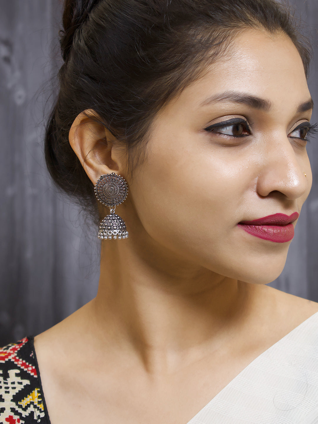 Flower Design Silver Earring