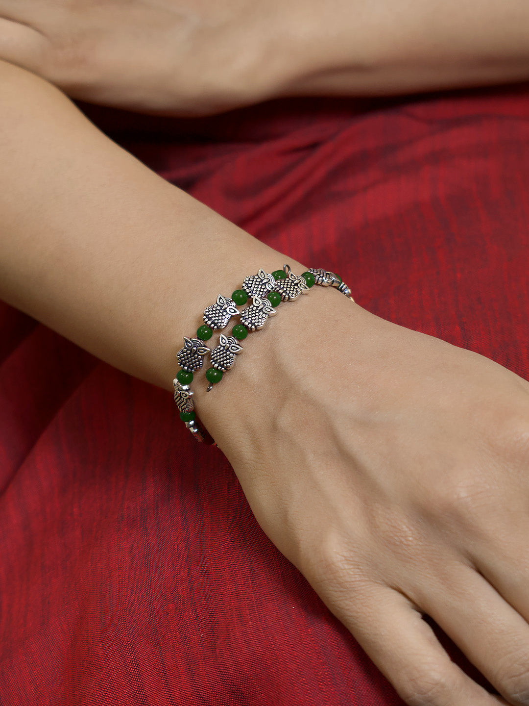 Owl Design German Silver Bangle