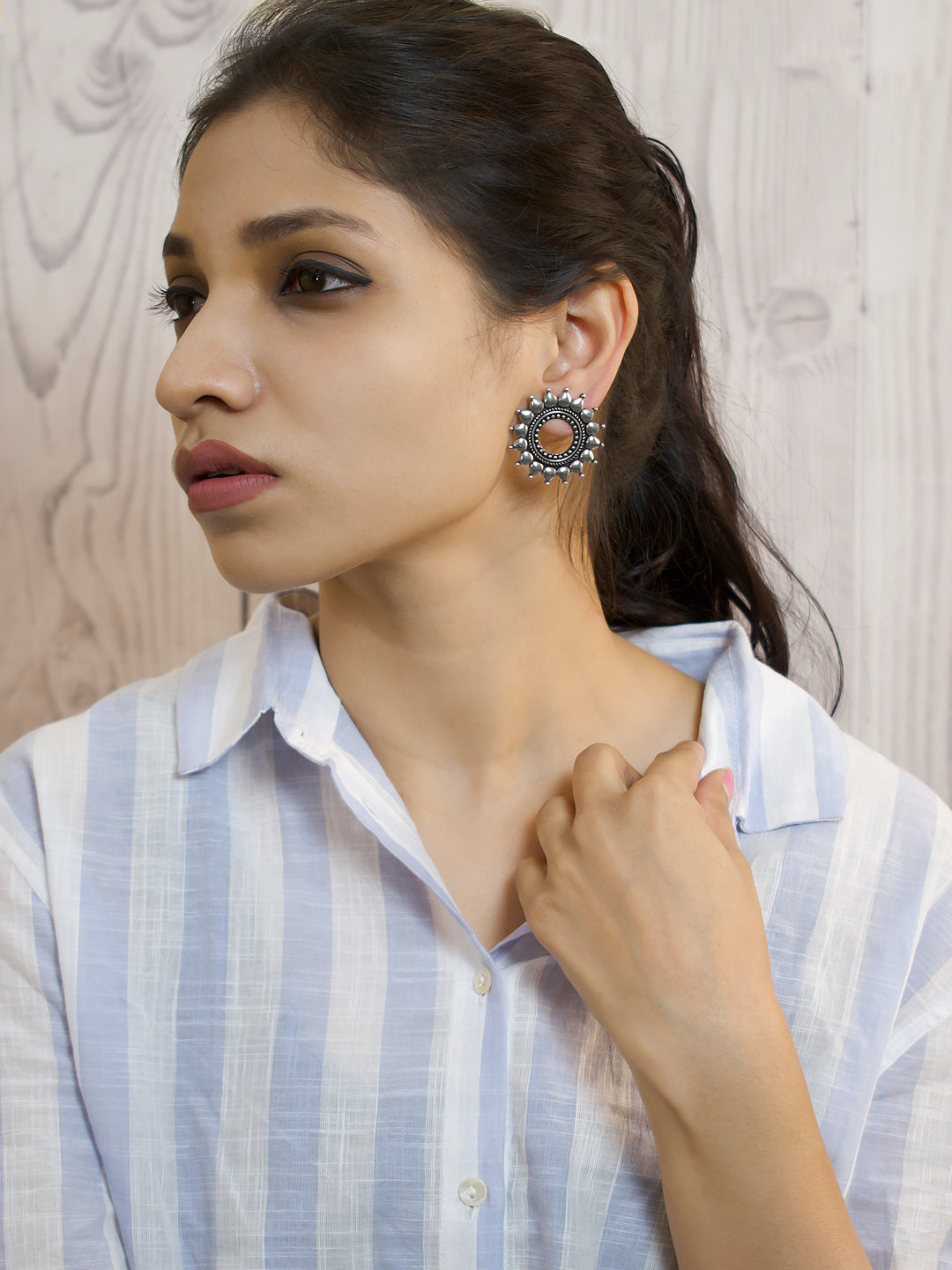 Sun Design German Silver Earring