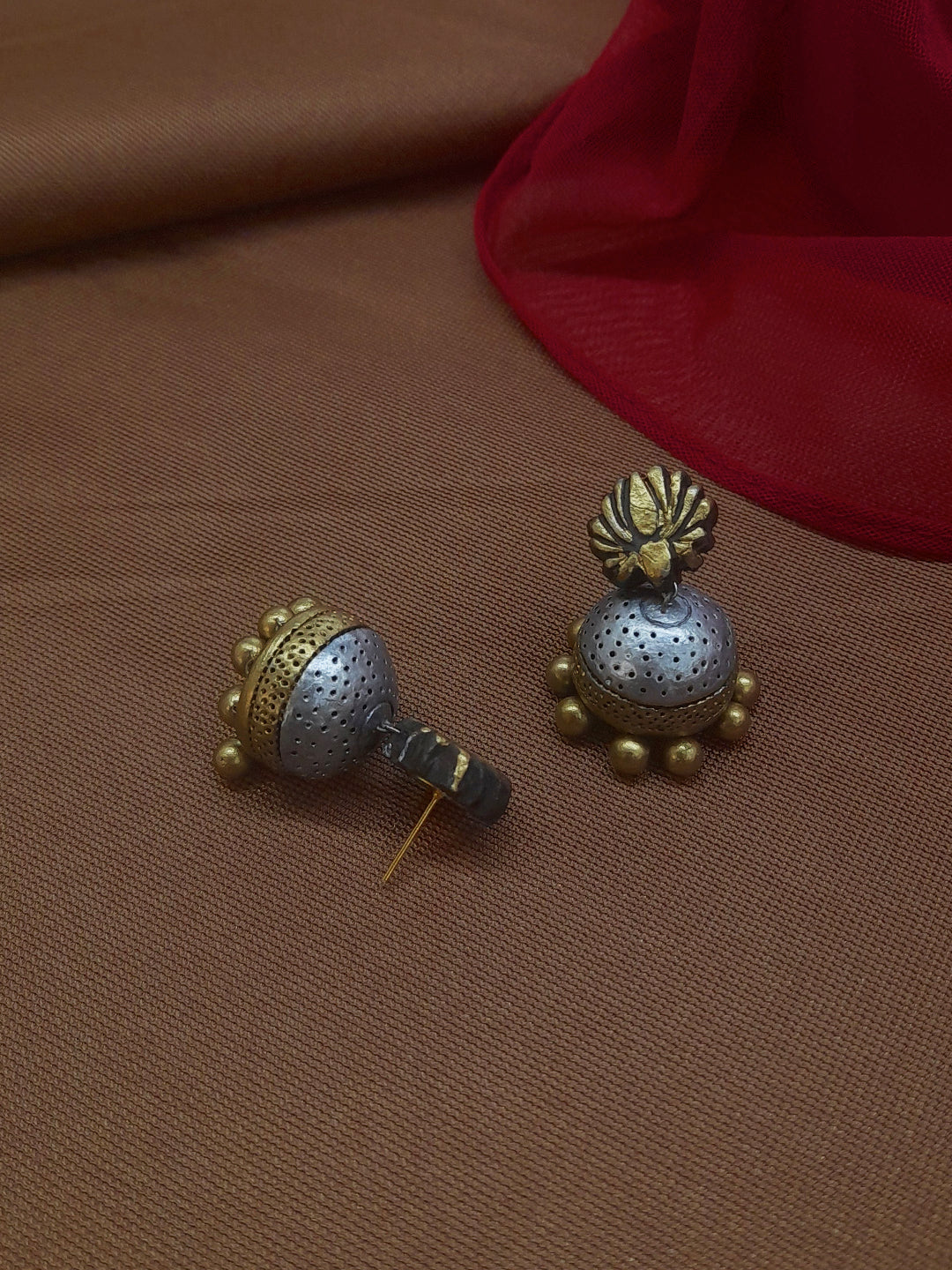 Lotus Design Hand Painted Terracotta Jewelry Set