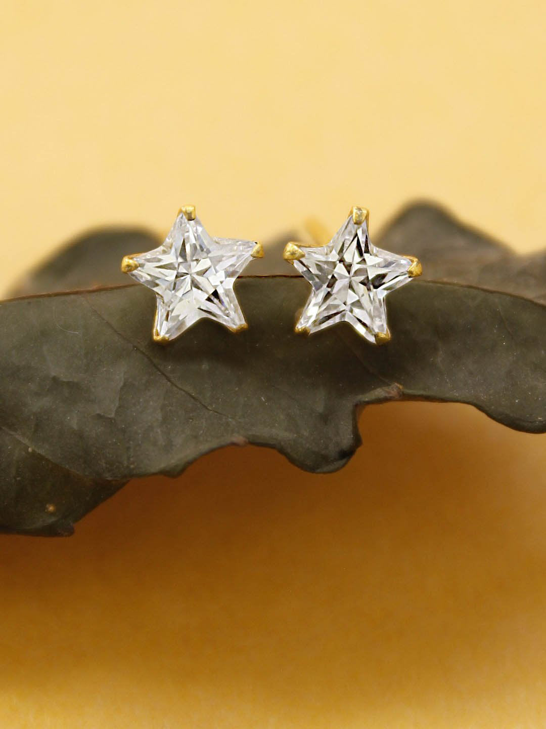 Avismaya Gold Tone With American Diamond Stone Stud Earring