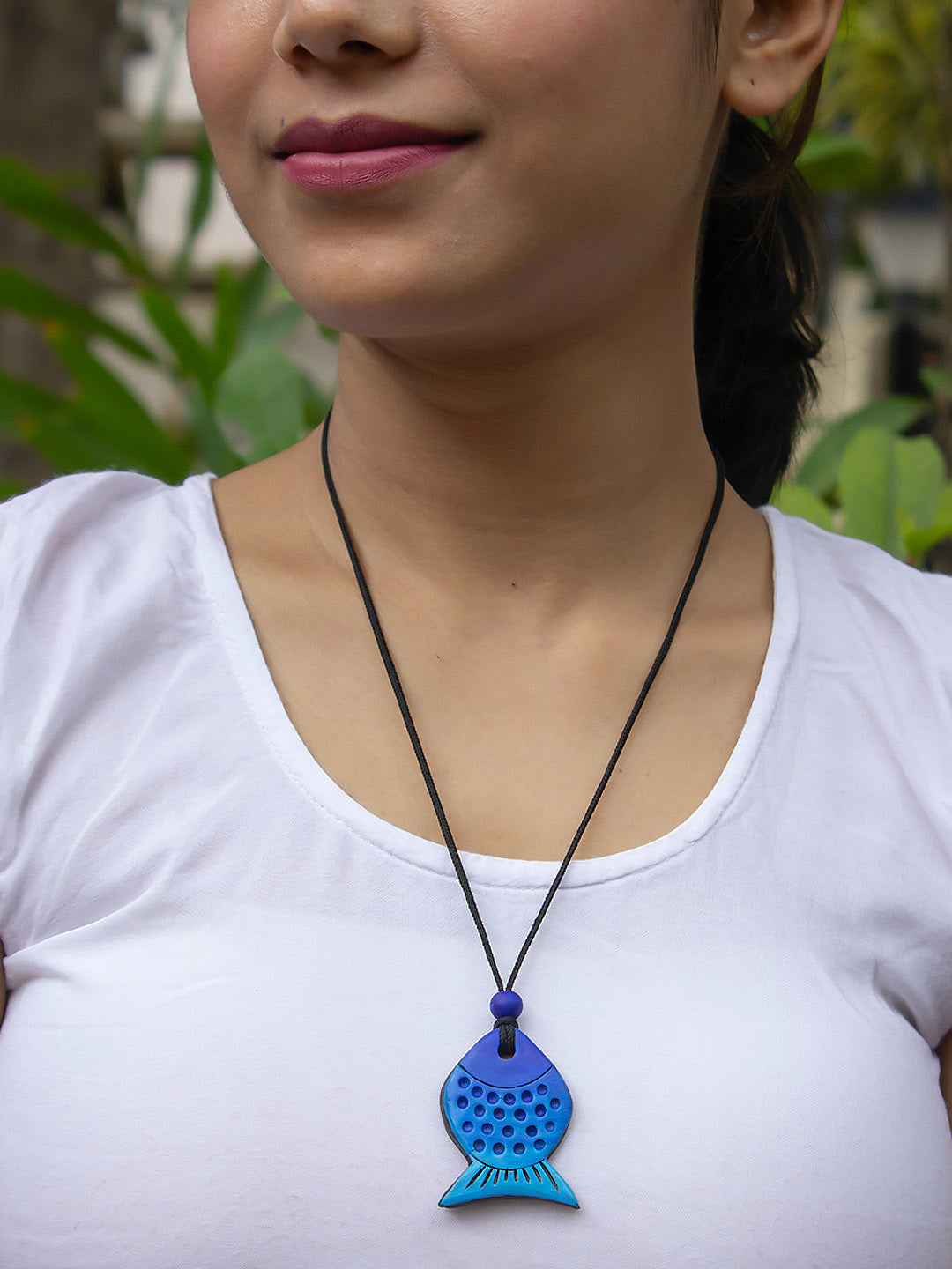 Blue Fish Style Handmade Terracotta Necklace