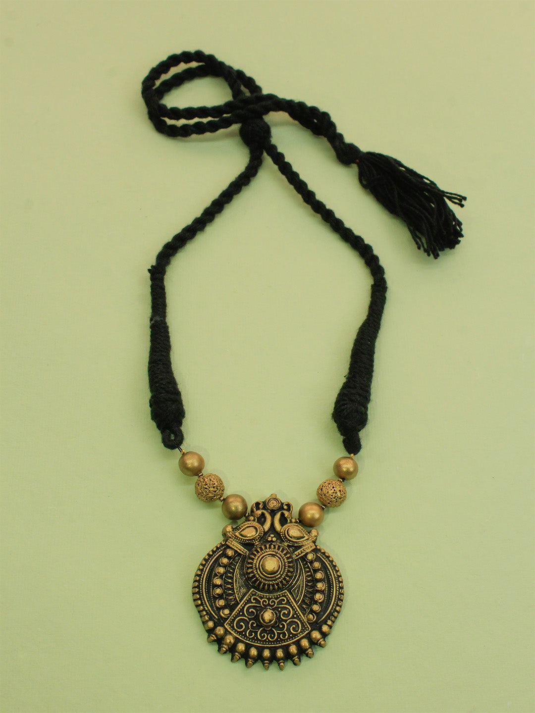 Antique Gold Filigree Work Peacock Design Handmade Terracotta Necklace Set