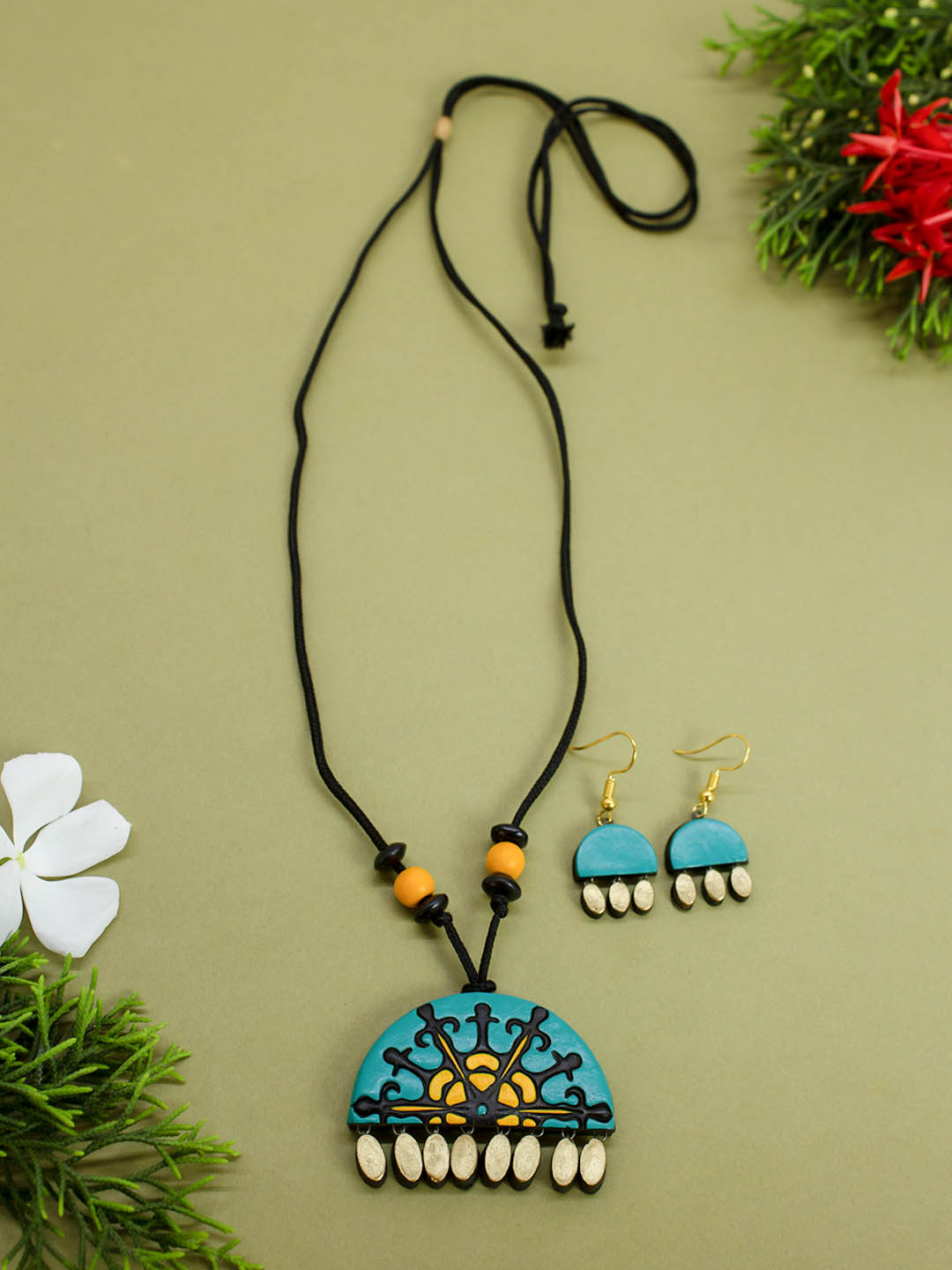 Antique gold yellow and turquise blue half circle mandala art design h