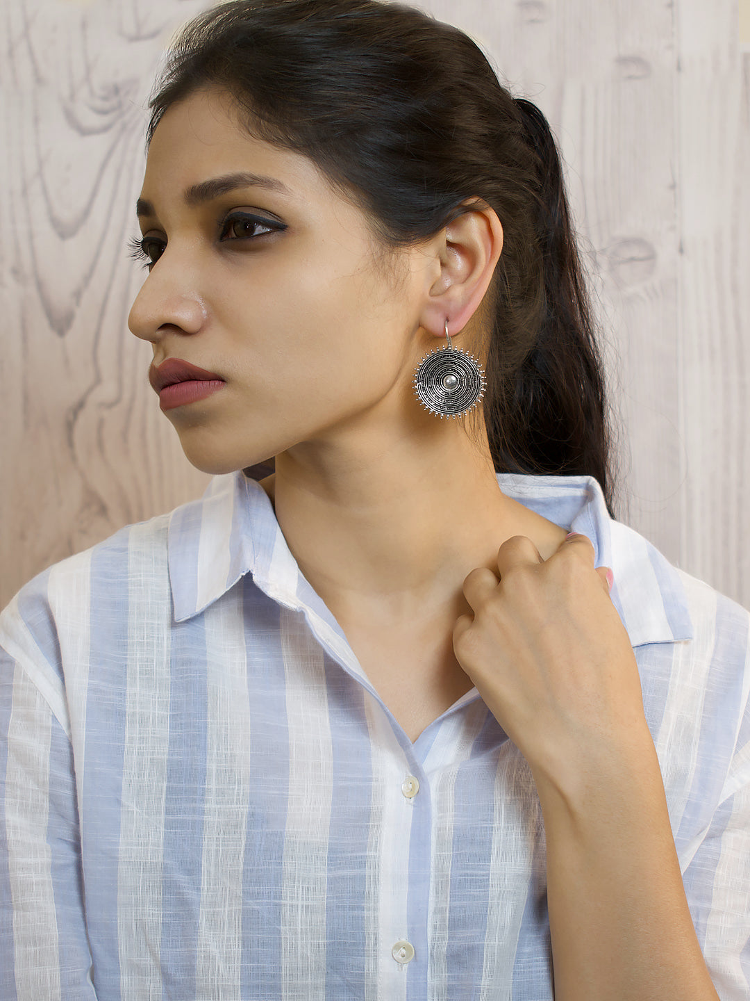 Circular Design German Silver Earring