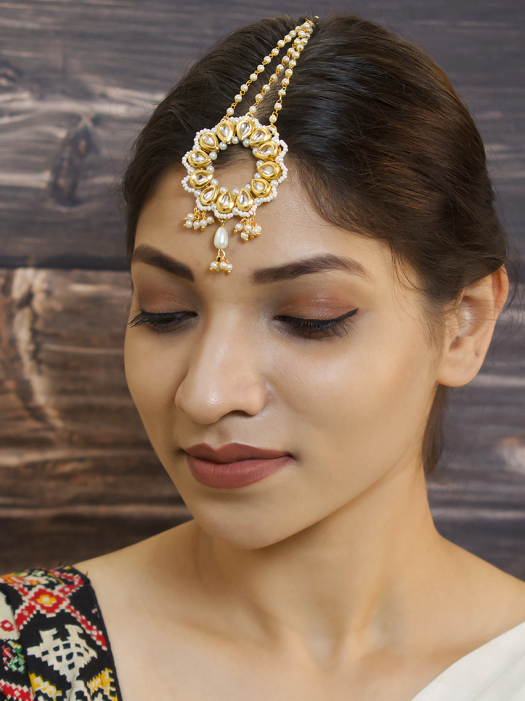 Tear Drop Design Brass Maang Tikka