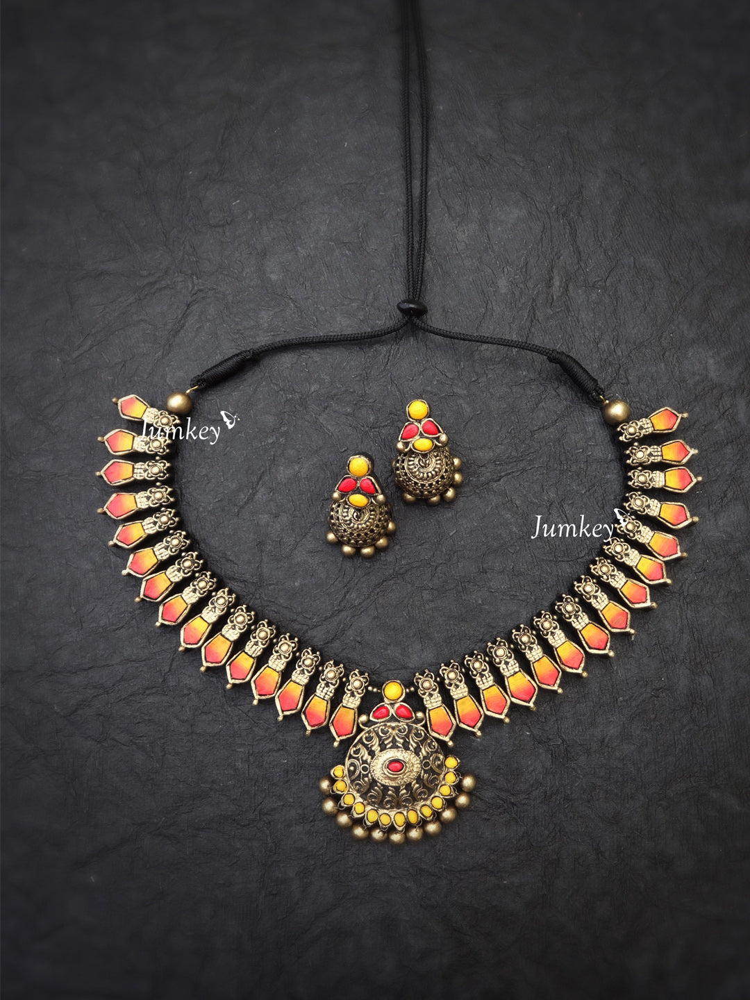 Oval Design Hand Painted Terracotta Jewelry Set