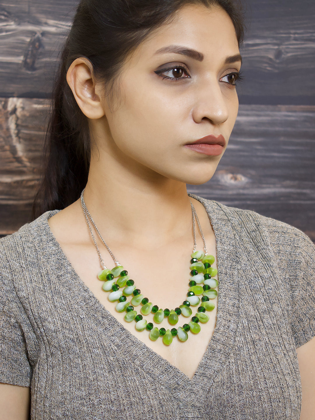 Tear Drop Design German Silver Necklace