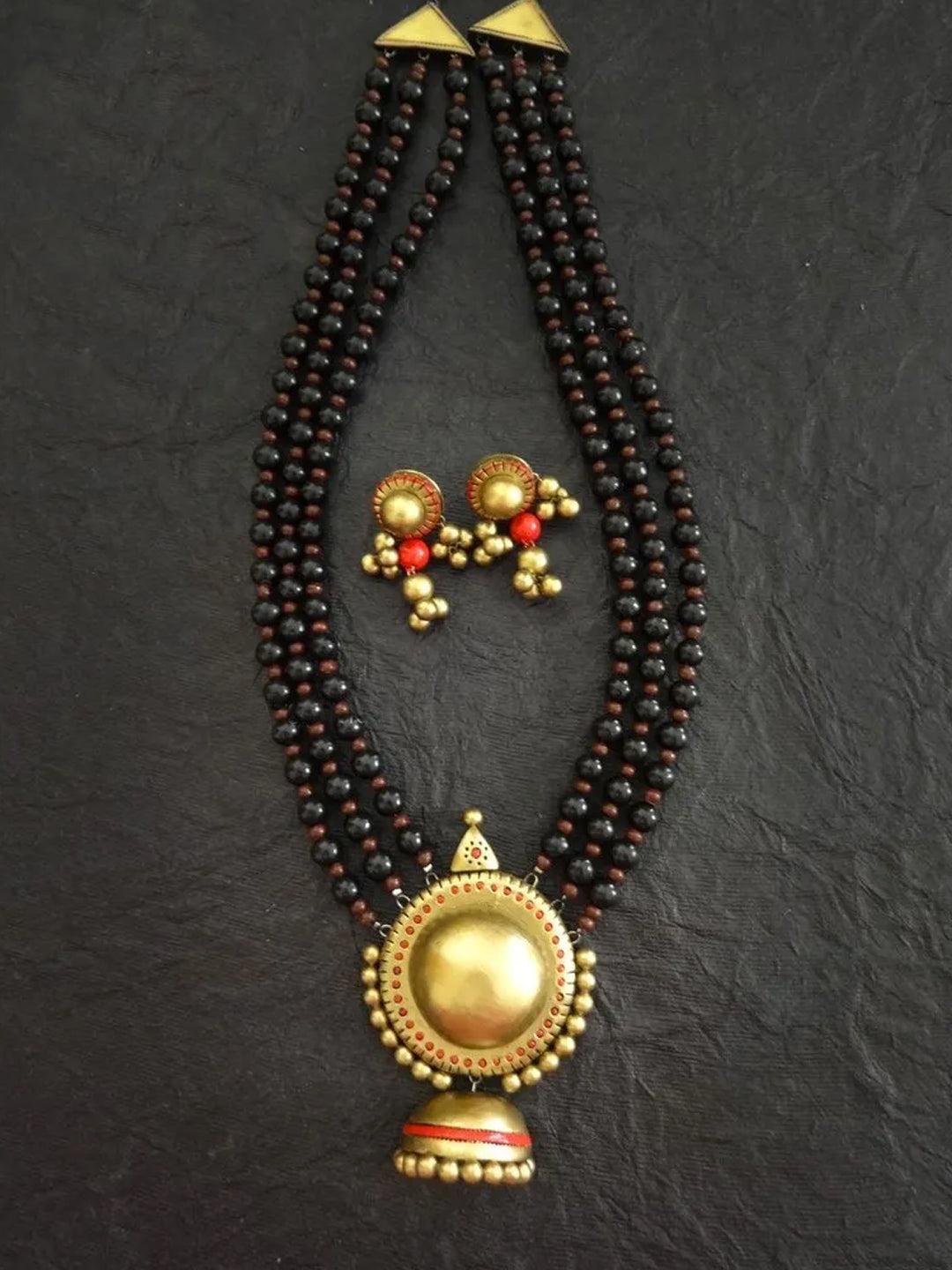 Circular Design Hand Painted Terracotta Jewellery Set