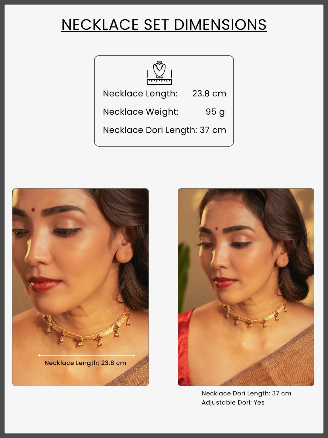 Gold Tone Temple Necklace Set- Broacde pearl choker-off white