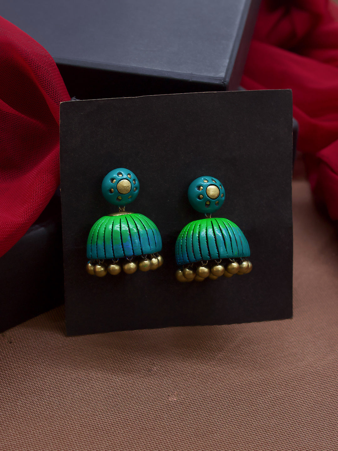 Komolini — Circular Design Hand Painted Terracotta Earrings