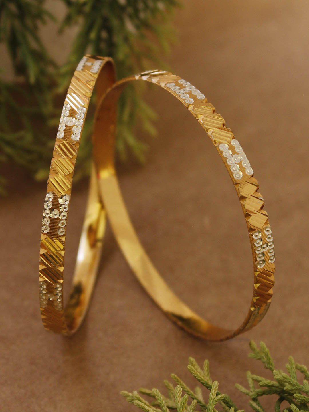 Avismaya Designer Dual Tone Geometric Design Bangles For Women