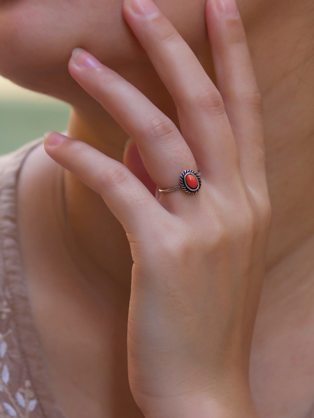 Oval Design Silver Ring