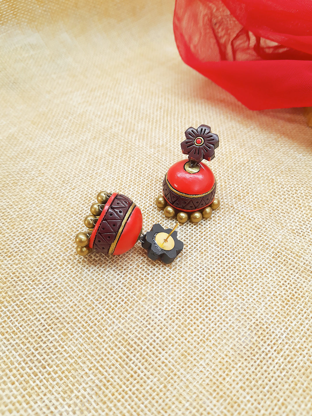 Half Moon Design Hand Painted Terracotta Jewelry Set