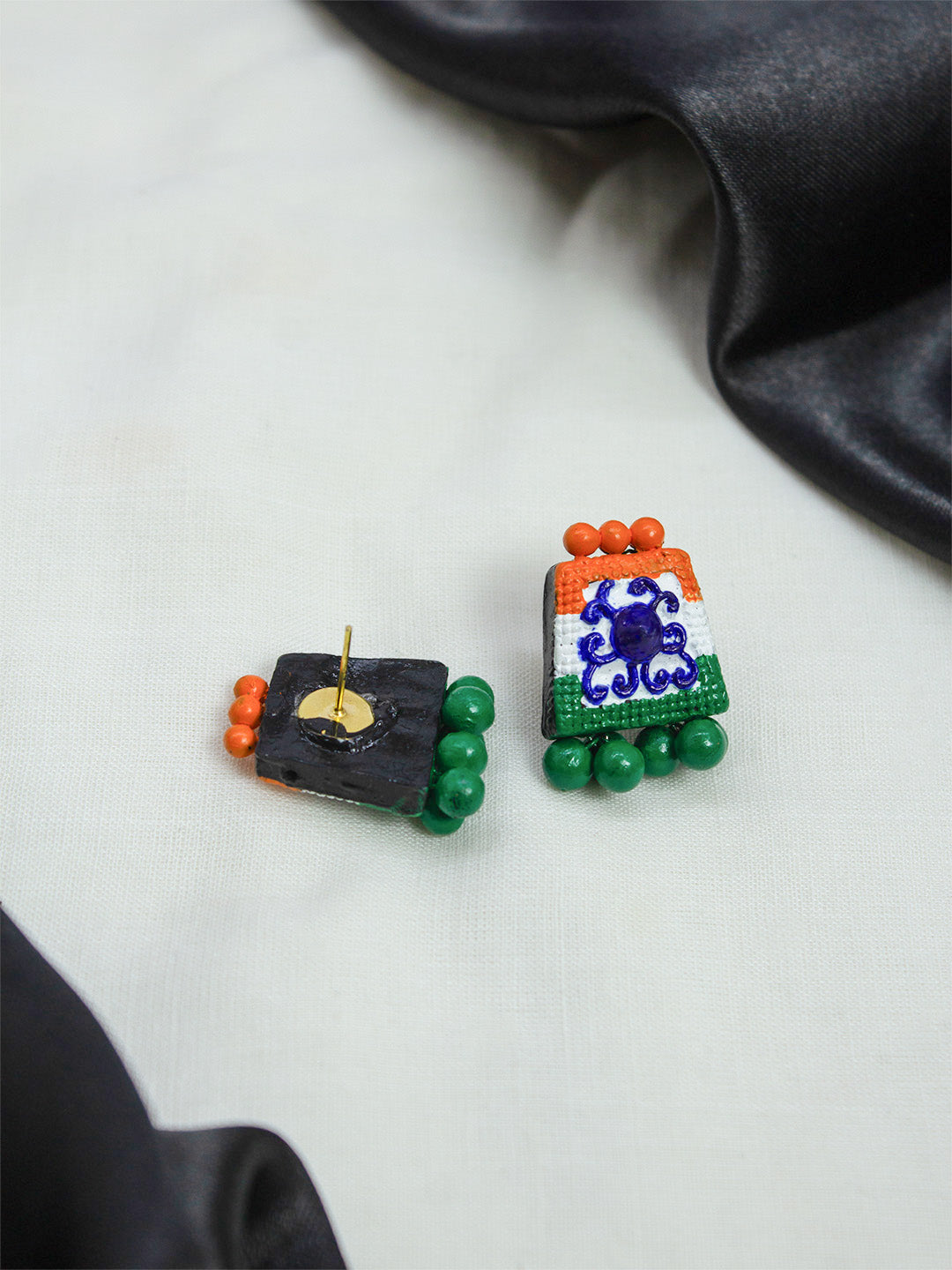 Mandala Design Terracotta Earrings Independence Day India celebration colors