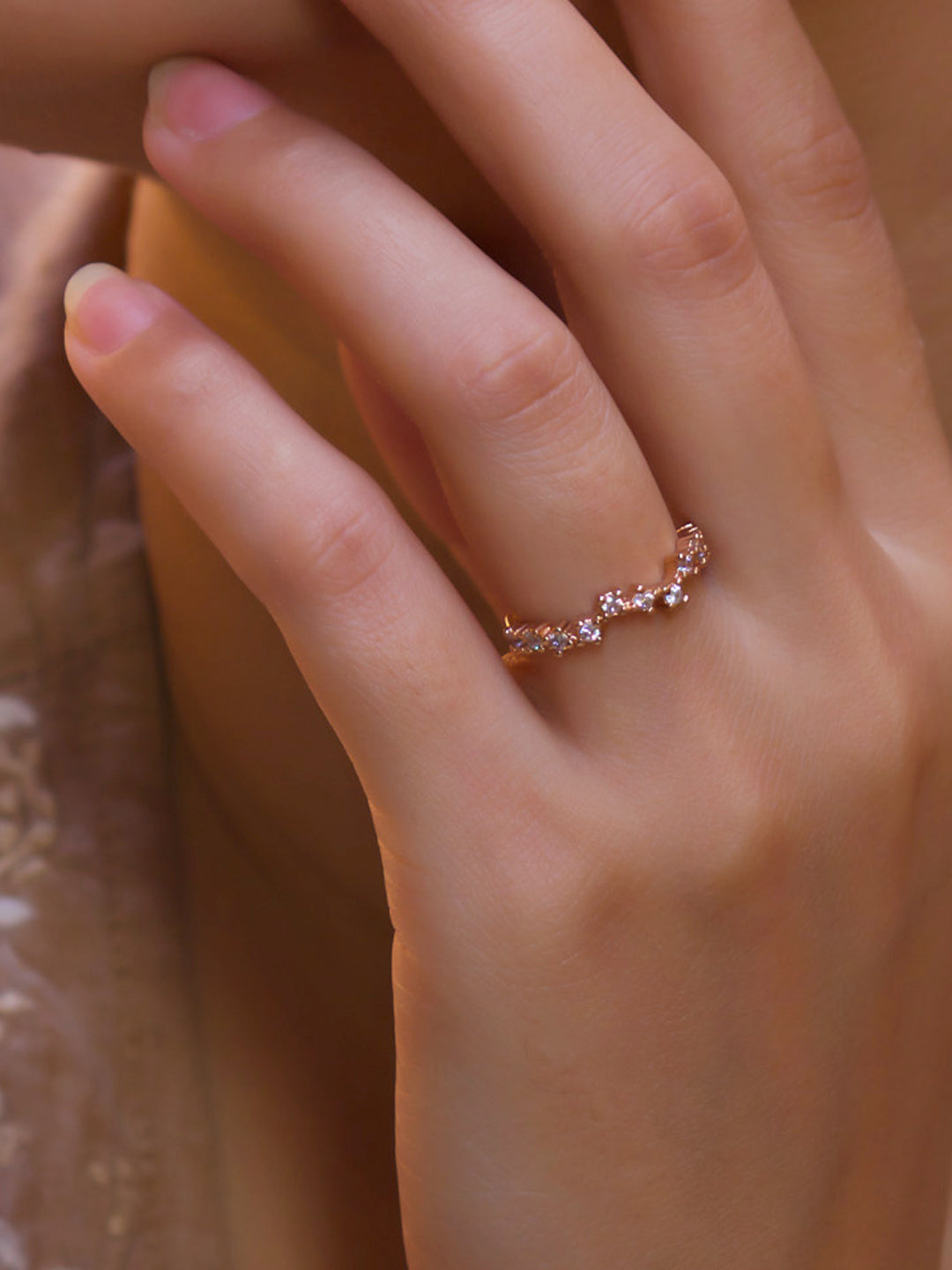 Gold Plated Geometric Design Rose Gold Color Finger Ring