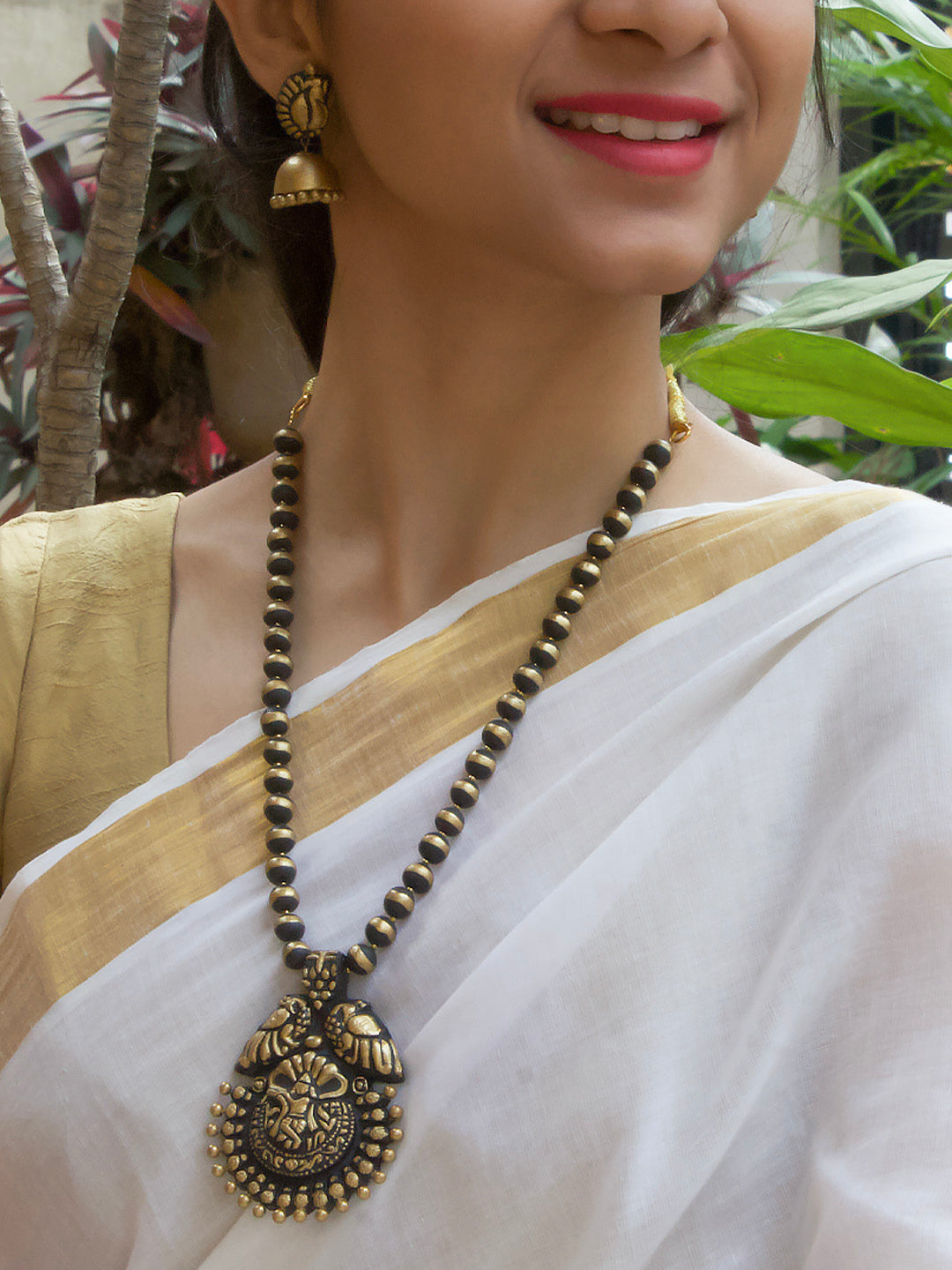 Gopalakrishna Design Hand Painted Terracotta Jewellery Set