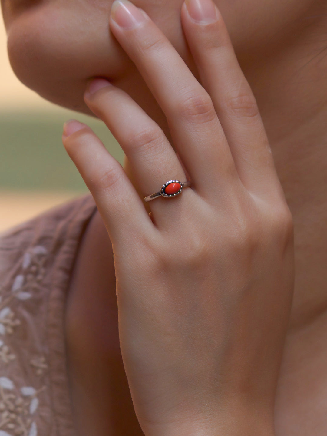 Oval Design Silver Ring