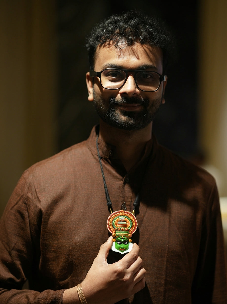 Natya Raja — Kathakali Design Handpainted Terracotta Unisex Necklace