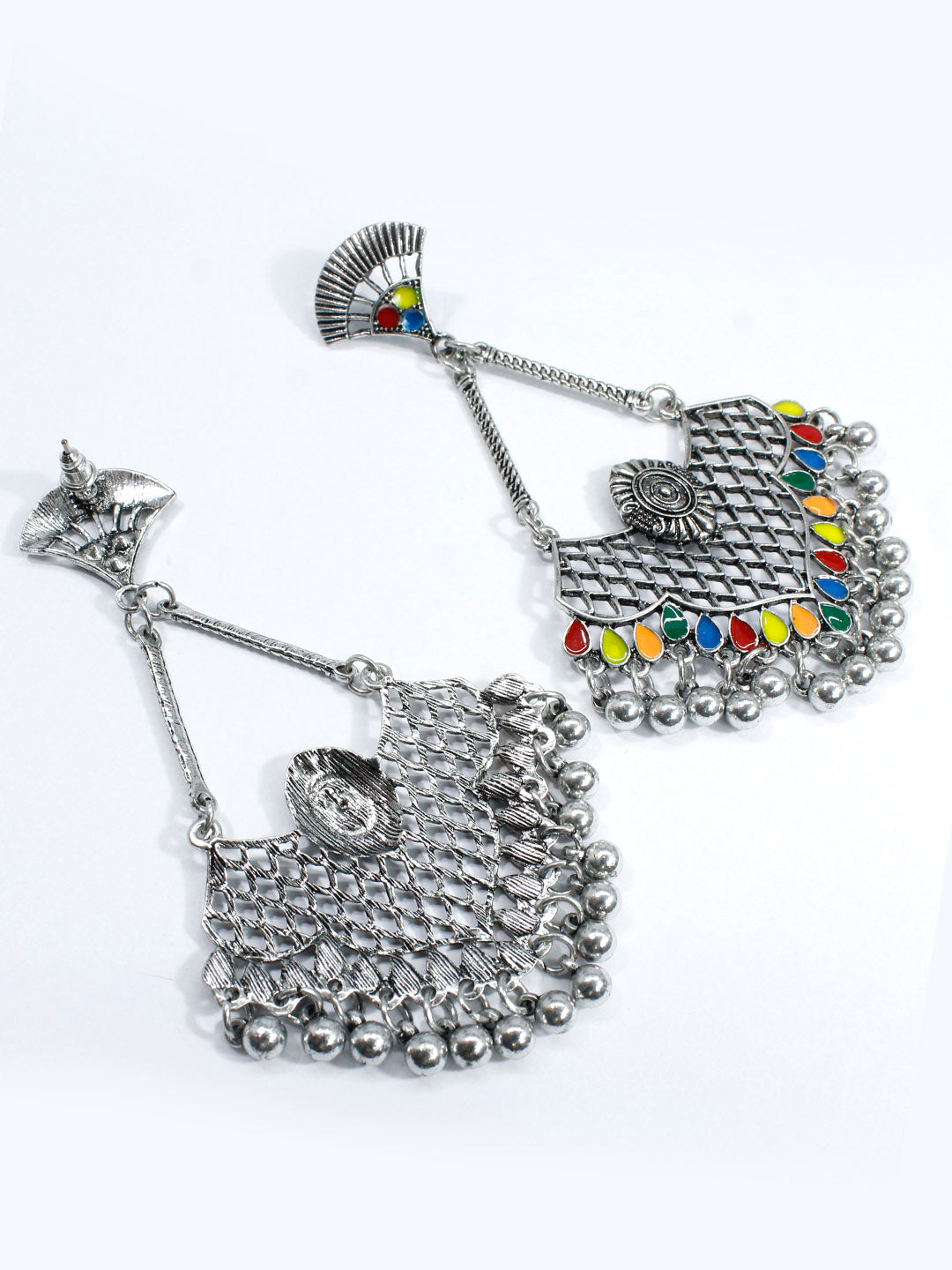 Multicolor Geometric Design Dangler Earring