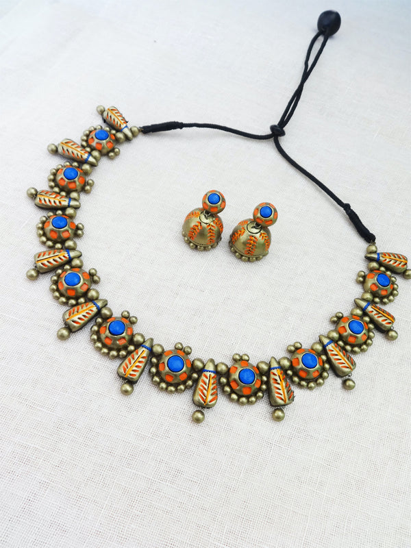 Circular Design Hand Painted Terracotta Jewelry Set