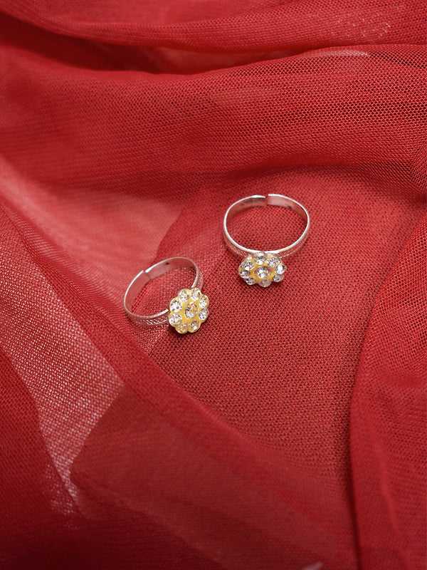 Flower Design Silver Toe Ring