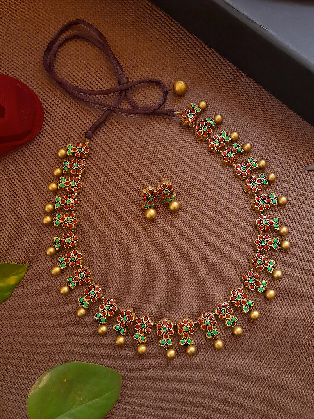 Flower Design Hand Painted Terracotta Jewellery Set