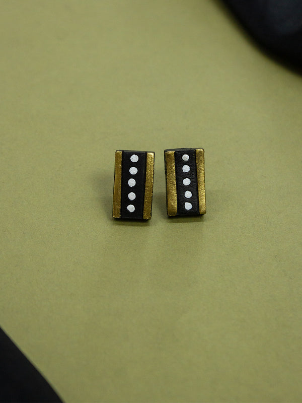 Stripe Design Handmade Terracotta Stud Earring