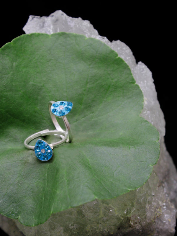 Oxidised Silver Plated Tear Design Adjustable Sky Blue Color Toe ring