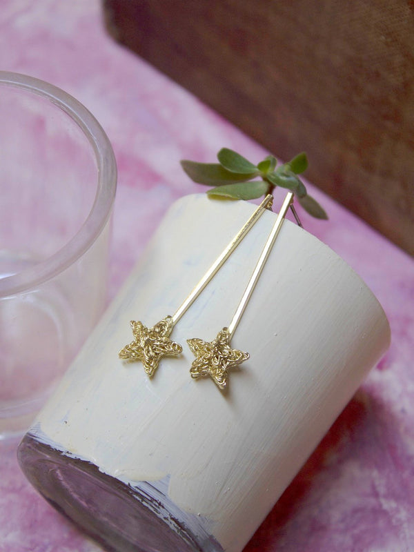 Gold Plated Hanging Star Design Dangler Earring