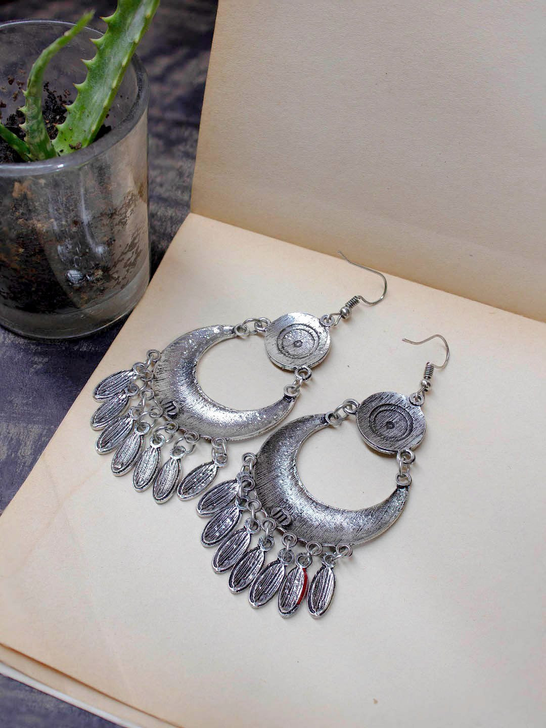 Silver Plated Filigree Design Multicolor Enamel Paint Hanging Beads Dangler Earring