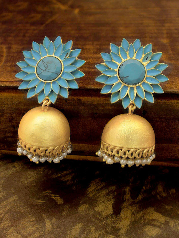 Gold Plated Flower Design Jhumka Earring by Panaah