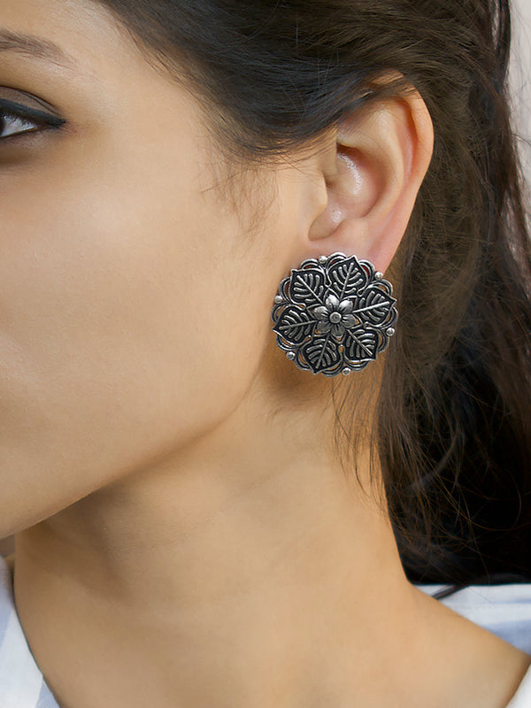 Flower Design German Silver Earring