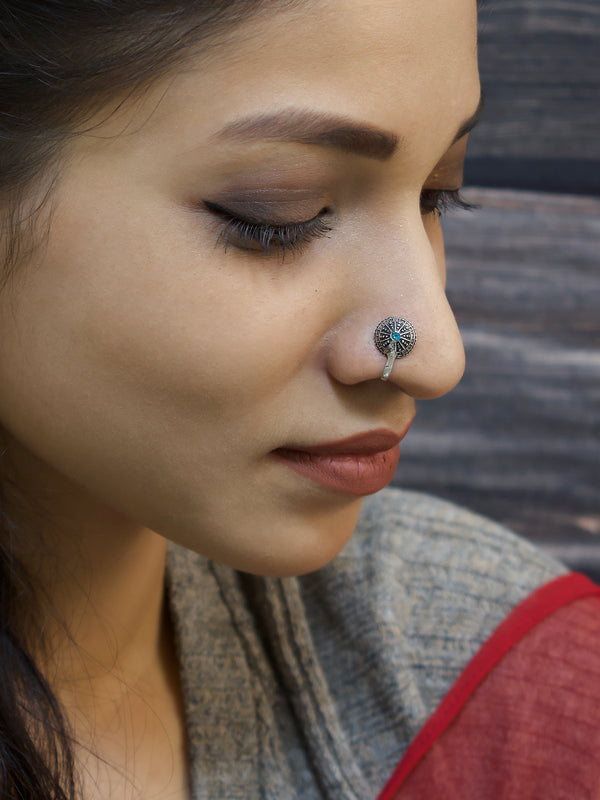 Triangular Design German Silver Nose Ring