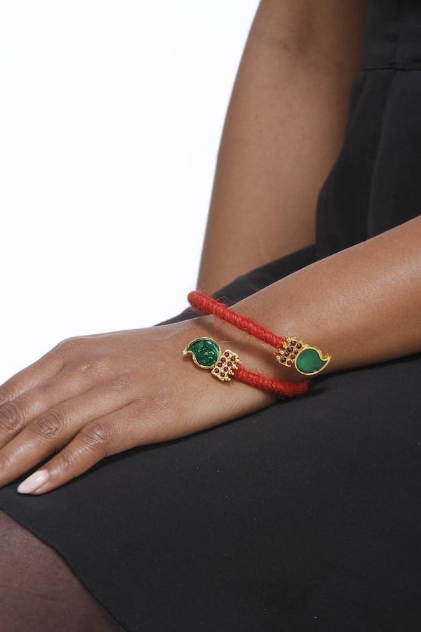 Fiery Red Bangle With Paisley Motifs