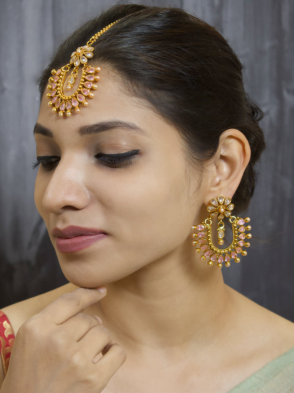 Flower Design Copper Mantika And Earring