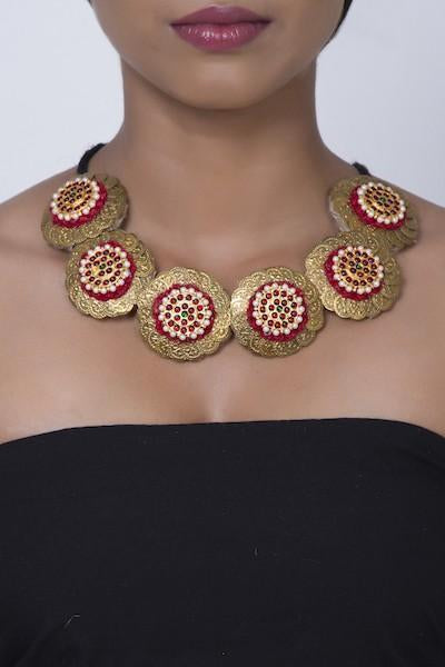 Ruby Red Pathakam Necklace