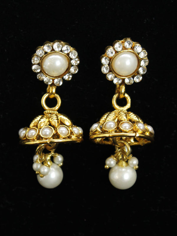 Antique Gold Plated Geometric Design Jhumka Earring