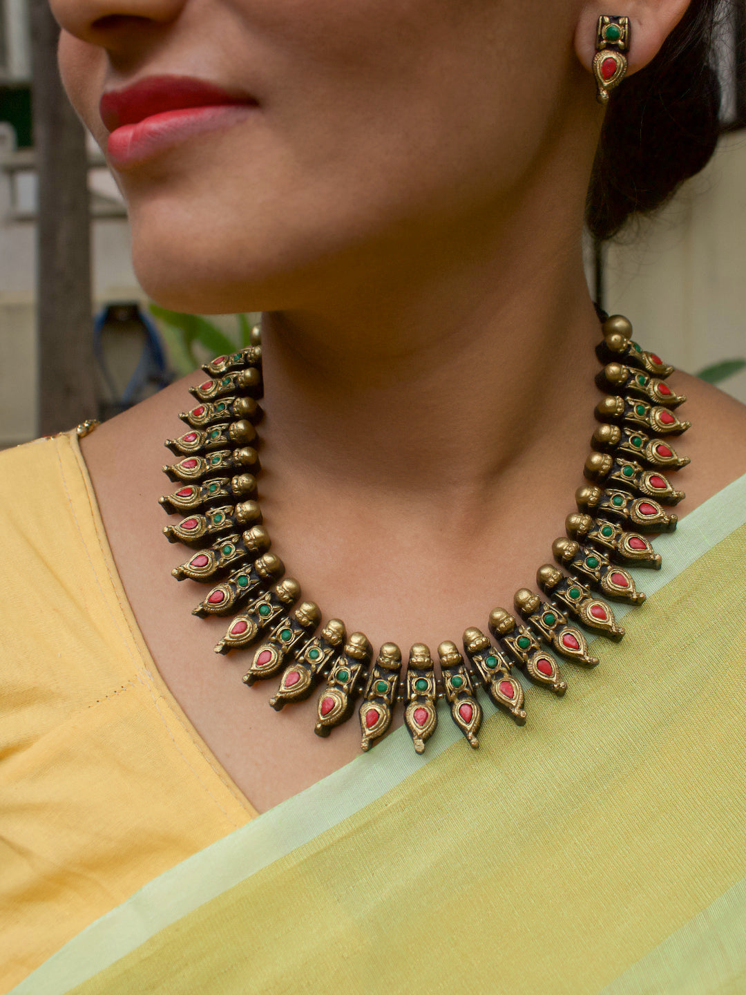 Tear Drop Design Hand Painted Finish Terracotta Jewellery Set