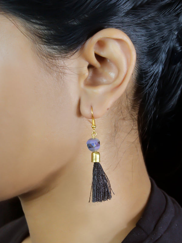 Tassel Design Black Drop Earring