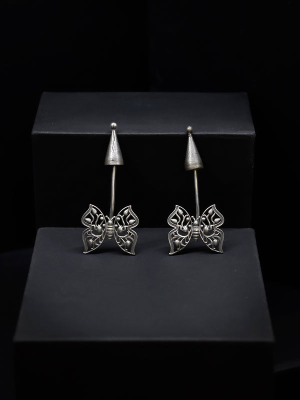 Designer Silver Plated Butterfly Design Bottle Stopper Stud Earring