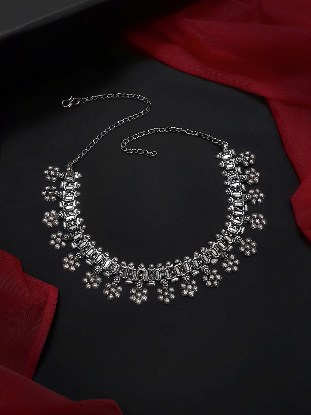 Flower Design German Silver Necklace