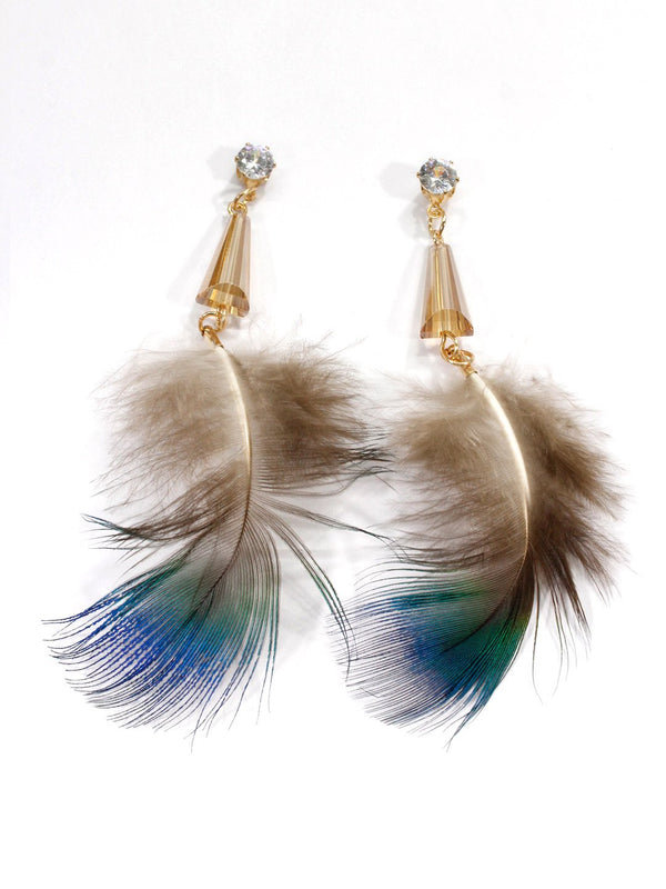 Multicolor Feather Drop Earring