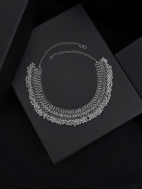 Silver Plated Filigree Design Choker Necklace