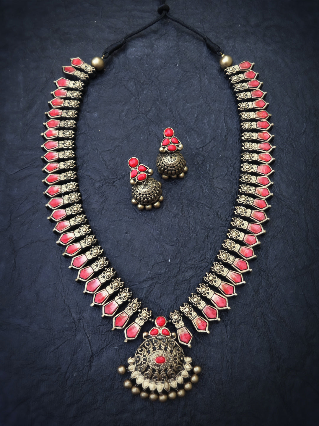 Oval Design Hand Painted Terracotta Jewelry Set