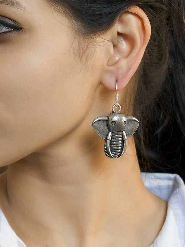 Elephant Design German Silver Earring