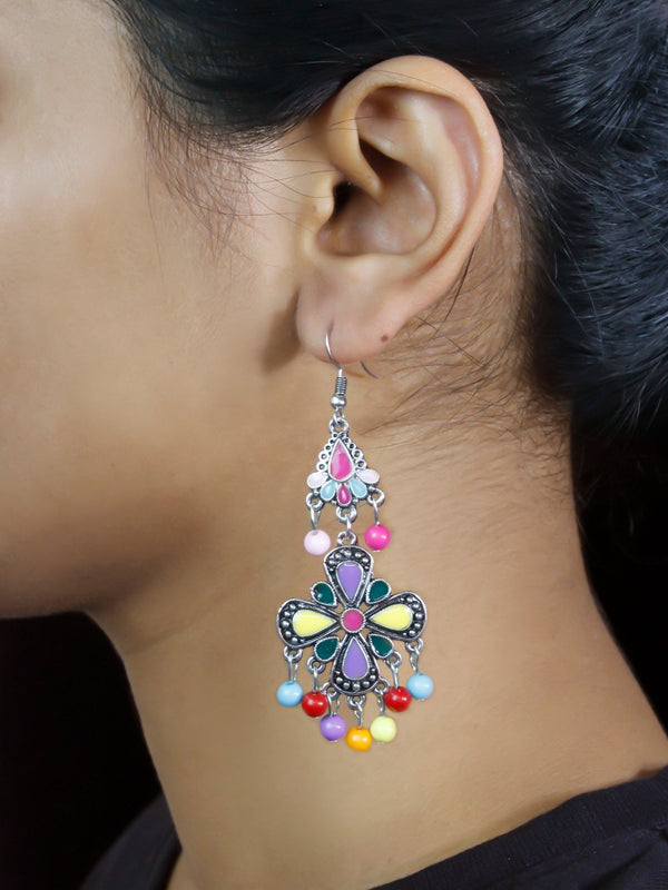 Floral Design Multicolor Dangler Afghani Earring