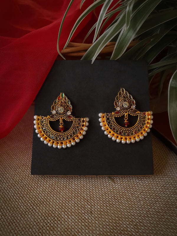 Avismaya Gold Tone Ramleela Design Dangler Earring