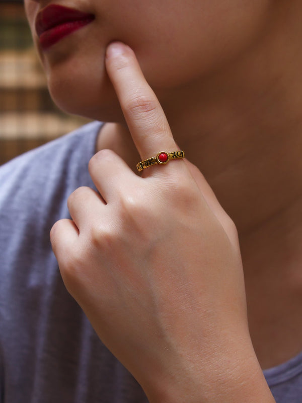 Gold Plated Geometric Design Finger Ring